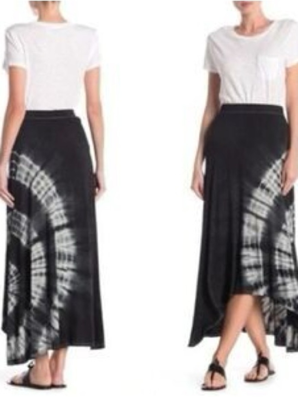 Go Couture Black and White Tie-Dye Maxi Skirt